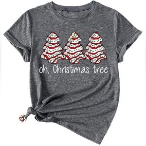 Women’s Gray Christmas Tree Short Sleeve Graphic T-Shirt - Size XL - NWOT